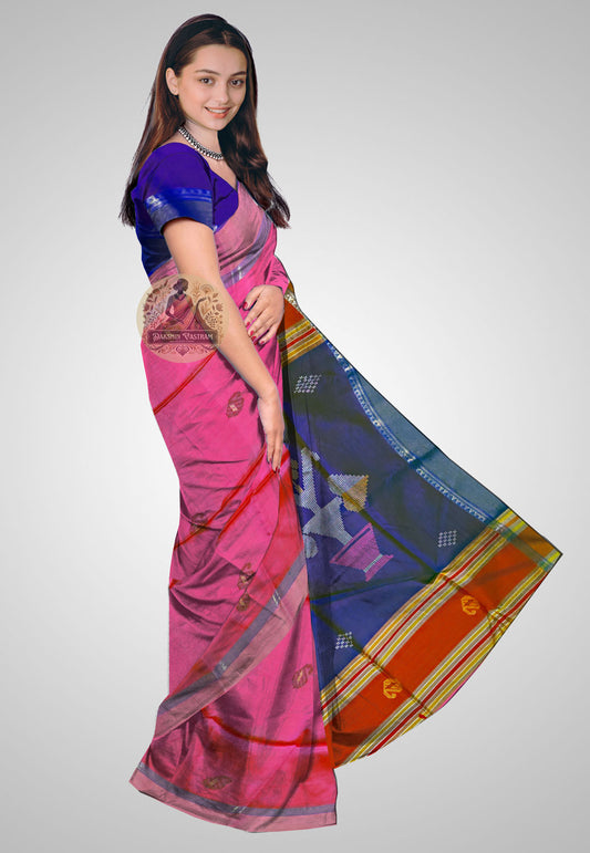 Traditional Pure Silk Saree – Side view highlighting zari pattern