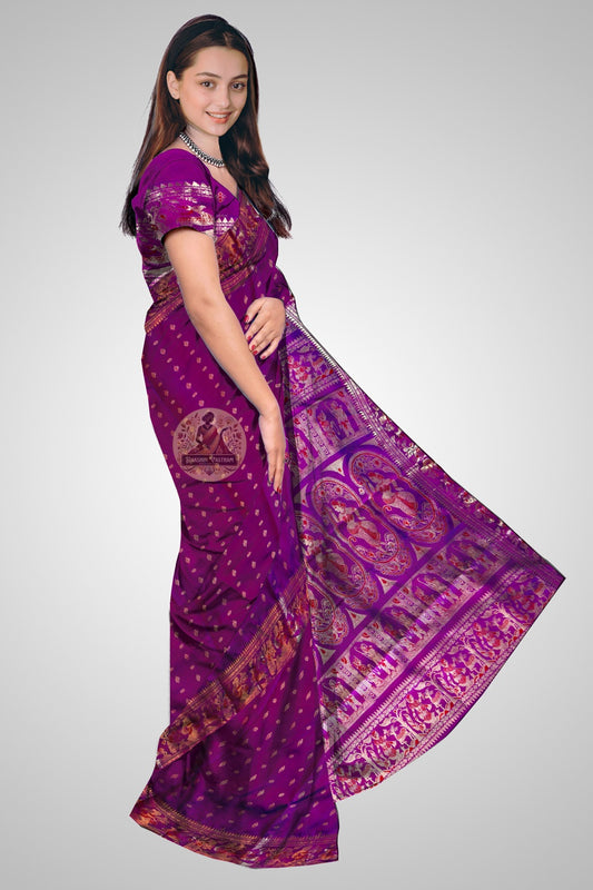 Shop handloom Swarnachari saree – side view showing woven motifs