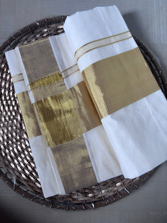 Buy Kerala Kasavu Saree online – Kasavu Saree side view