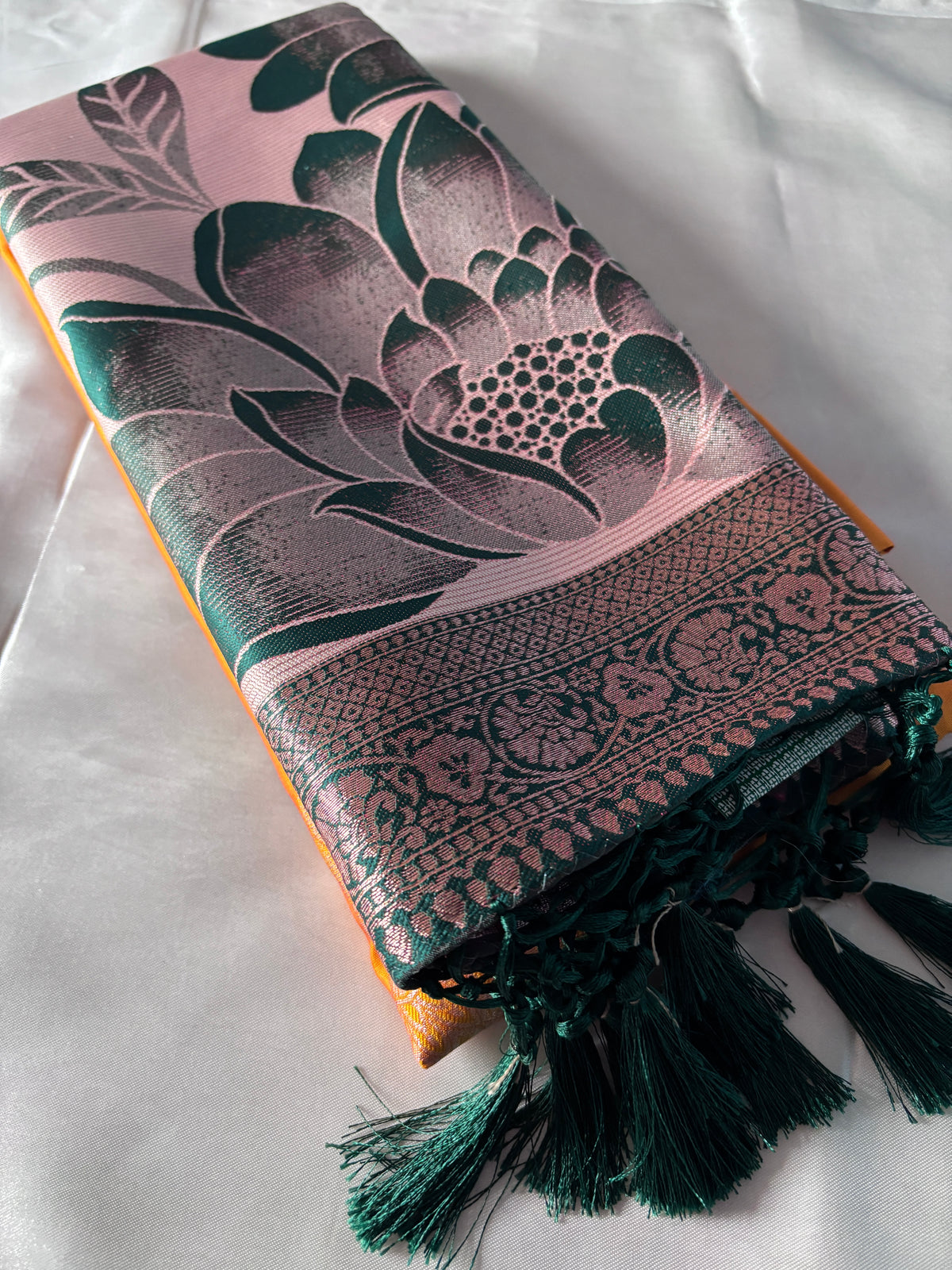 Shop Lightweight Semi Silk Saree – Close-up of fabric texture