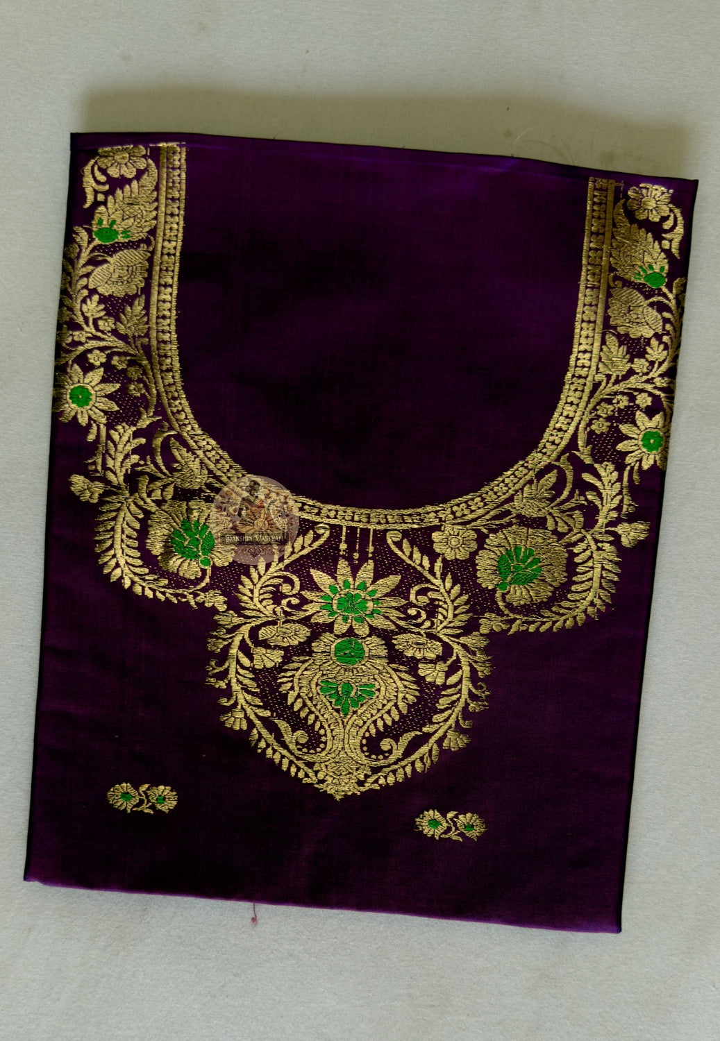 Violet Baluchari Silk kurti fabric in premium heritage packaging – gift-ready Indian handloom textile from Dakshin Vastram