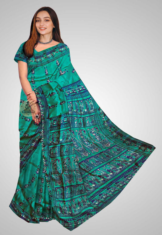 Handloom Baluchari silk saree with intricate patterns and luxurious fabric