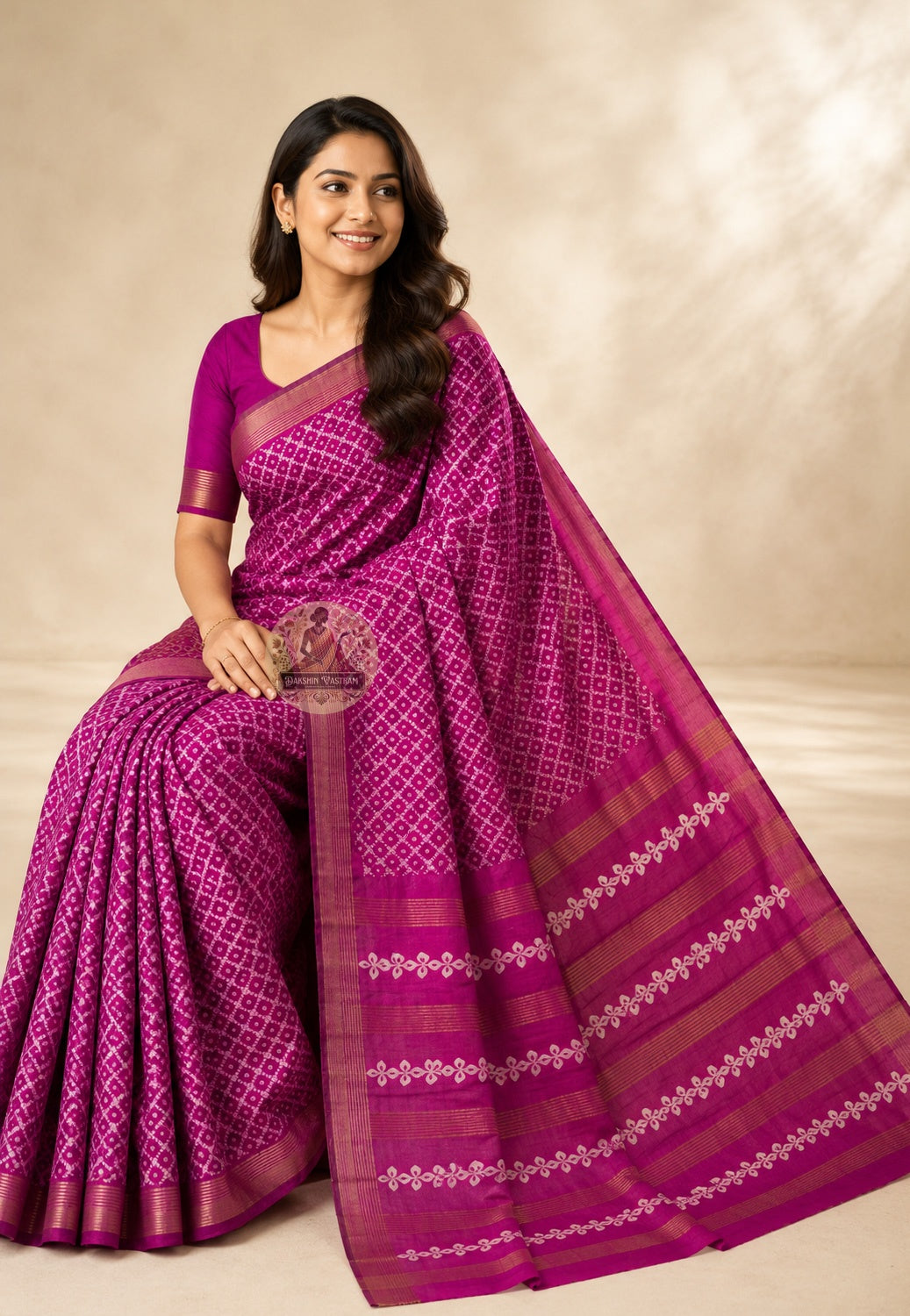 Rear view of Ghicha Tussar Silk Saree displaying handwoven pallu with natural silk texture and unique weave irregularities, artisan-crafted for wedding receptions in Bhopal and Indian festive occasions