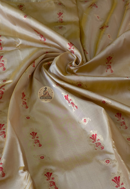 Swarnachari pure silk saree draped elegantly — perfect for Durga Puja, Diwali, and receptions in the UK