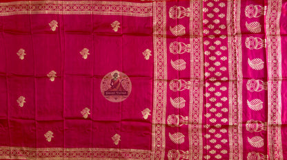 Bishnupur Silk Block Print Saree full view – authentic heritage gift saree for Indian occasions in Phoenix, Detroit and Denver, ships to USA, India, UK and EU