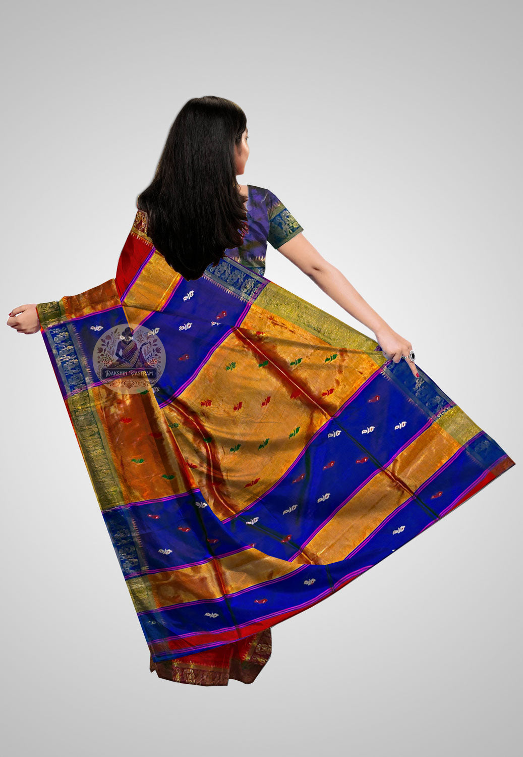 Rear image of Pure Silk Saree – Pallu craftsmanship for celebrations