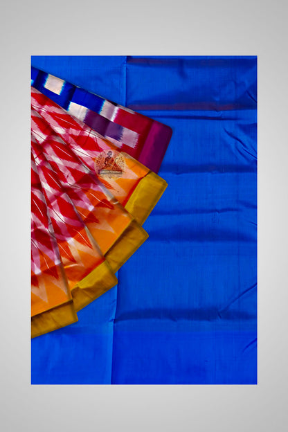 Buy Pure Katan Saree – Zoomed view of artisanal silk texture
