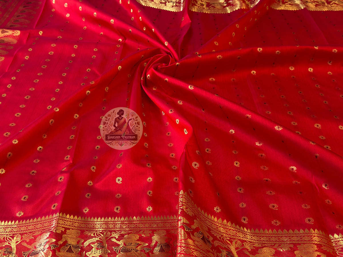 Heritage handloom Swarnachari Silk Saree with lustrous gold finish – shop online across India