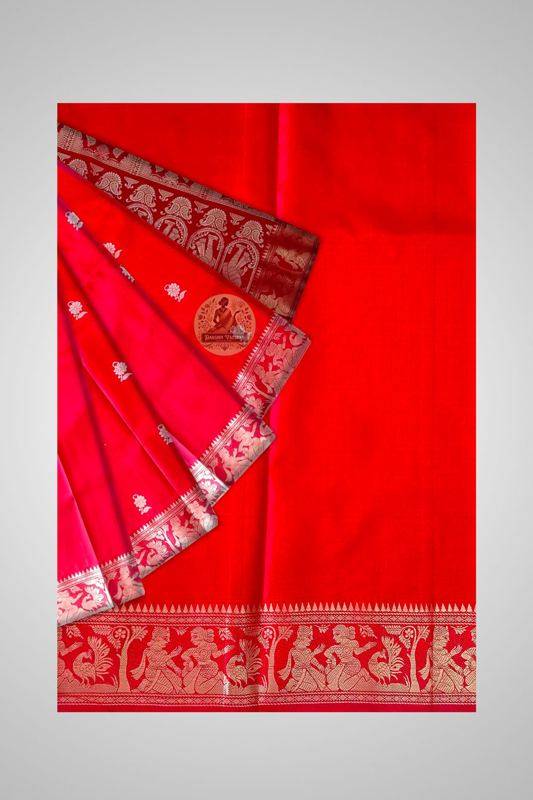 Buy Baluchari Pure Silk Sarees – Close-up of intricate handloom silk design