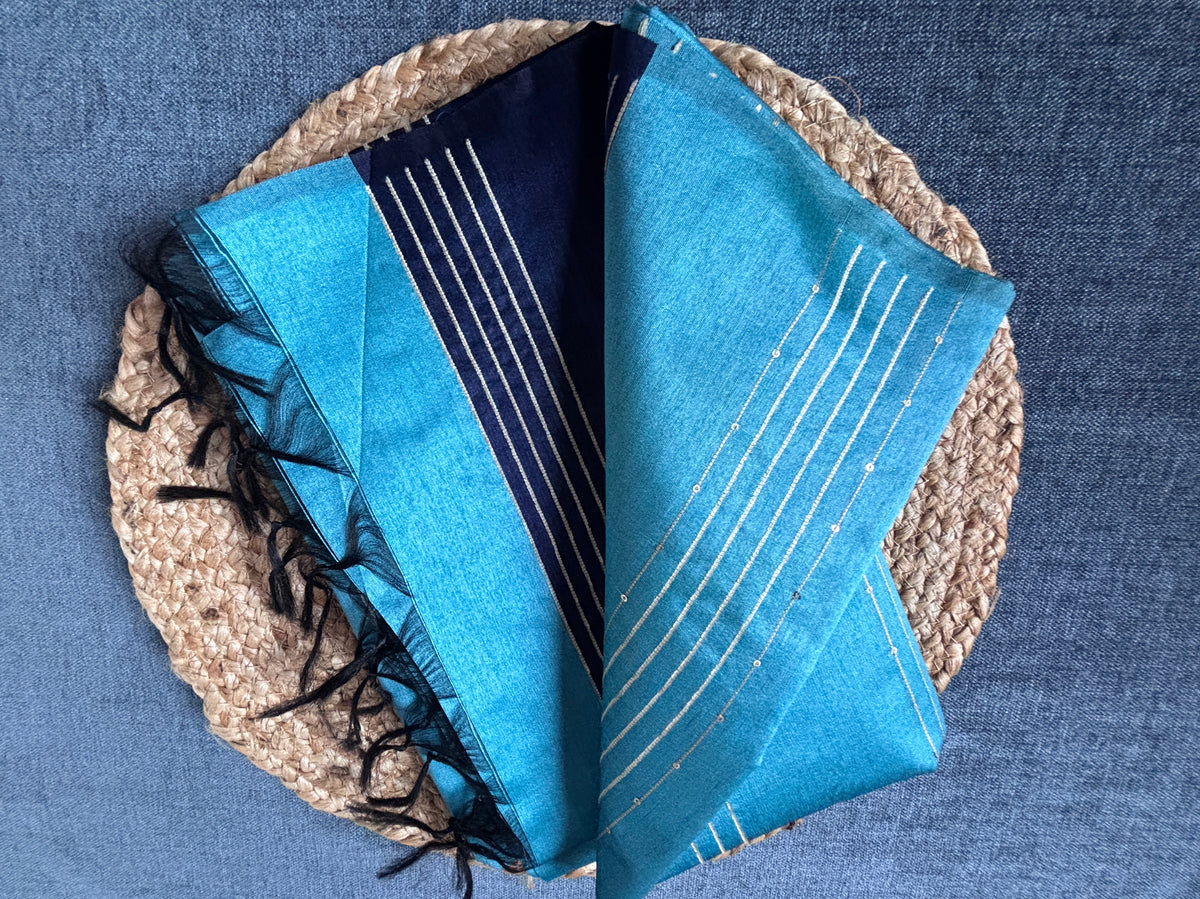 Buy semi raw silk saree India – Saree with blouse piece view