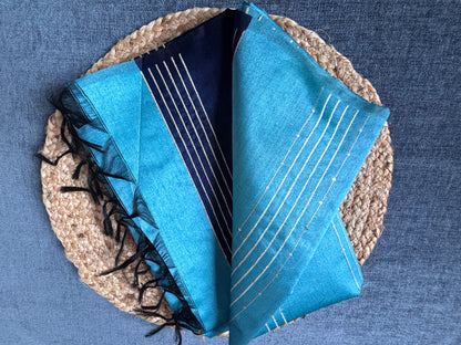 Buy semi raw silk saree India – Saree with blouse piece view