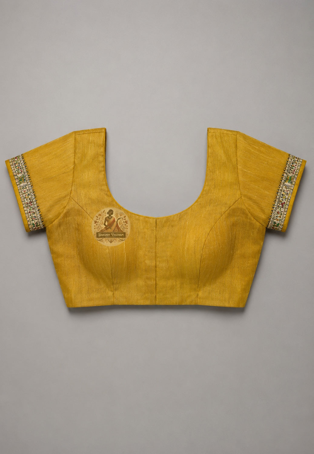 Close-up of blouse piece from Ghicha Tussar Silk Saree, highlighting the distinctive slubbed Ghicha silk texture, natural warmth and authentic handwoven character