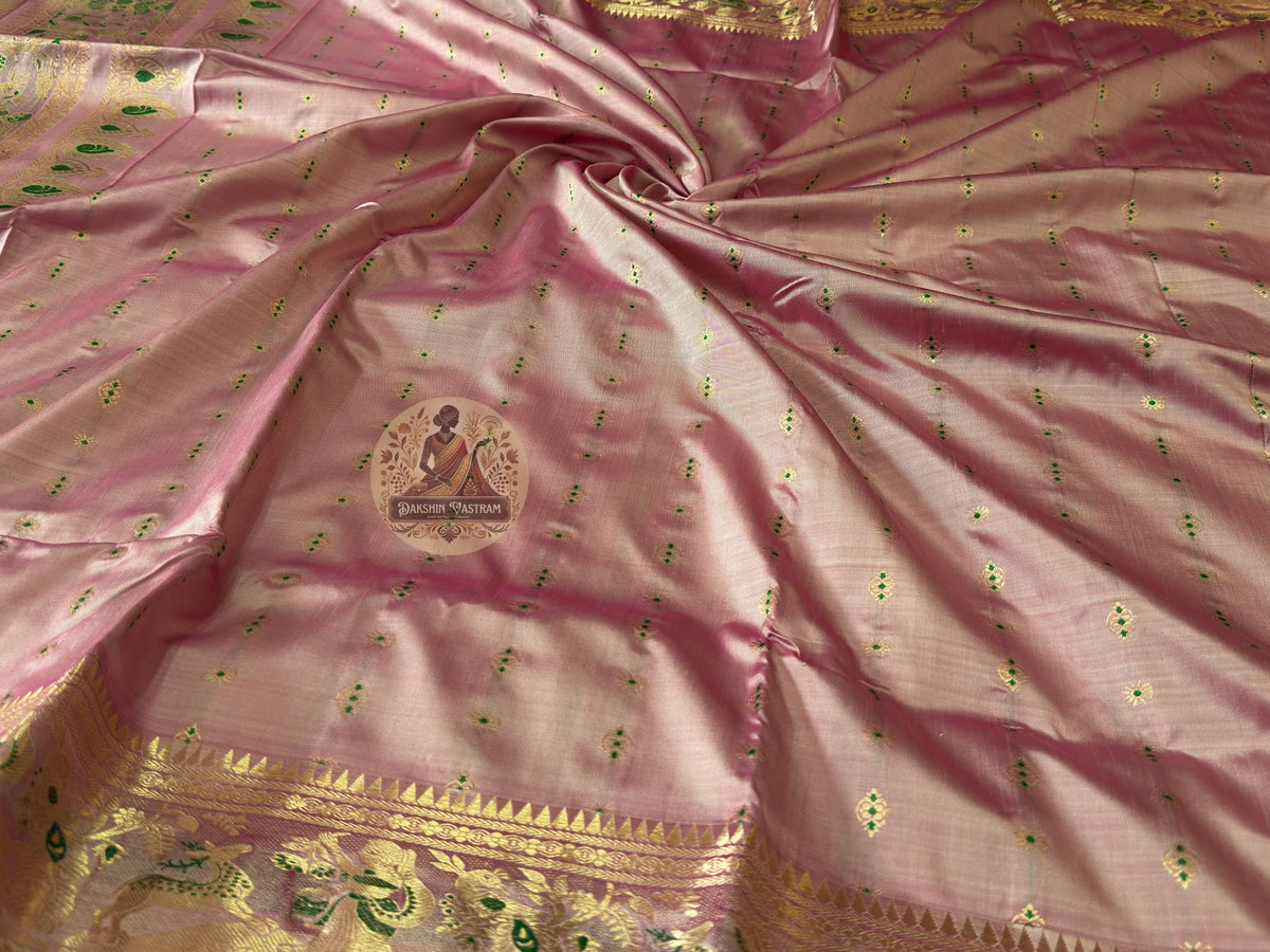Handloom Swarnachari Saree with pit-loom golden zari weave – conscious luxury for Indian women, pan-India delivery
