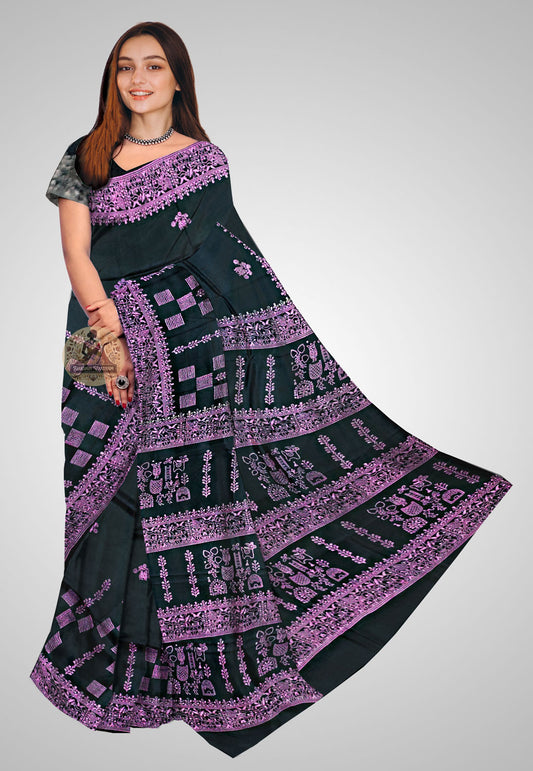 Handwoven Pure Silk Saree – Elegant traditional front profile