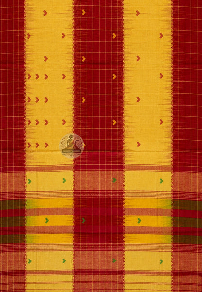 Border detail of pure cotton travel saree sold without blouse piece, easy to pack and pair with any blouse already in your wardrobe