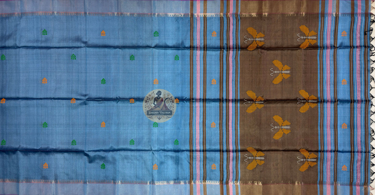 Buy Authentic Tussar Silk Saree online – Pallu design and weaving view