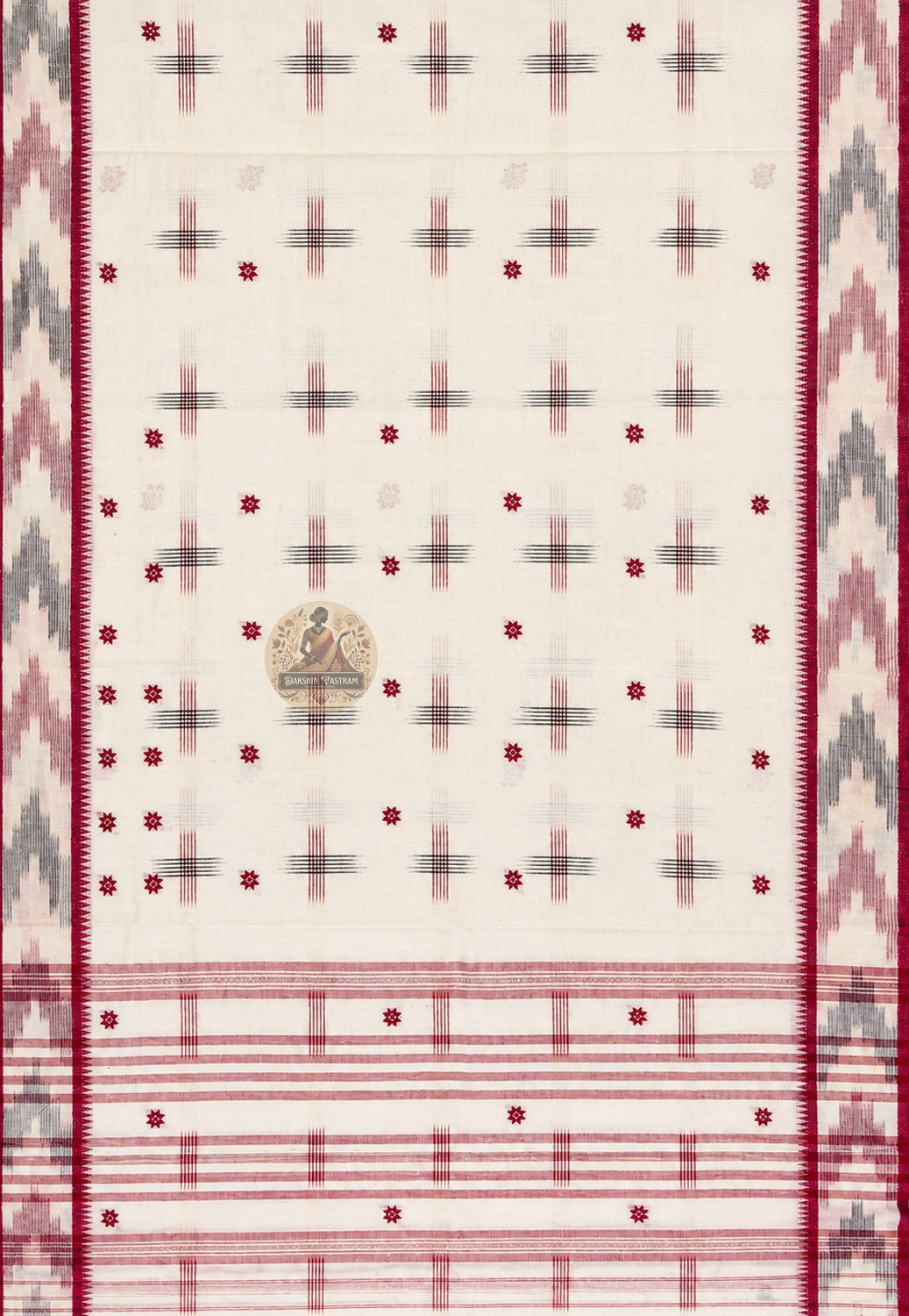 Close-up of pure cotton handloom weave showing fine natural texture and traditional craftsmanship, crafted for wedding and trousseau wear