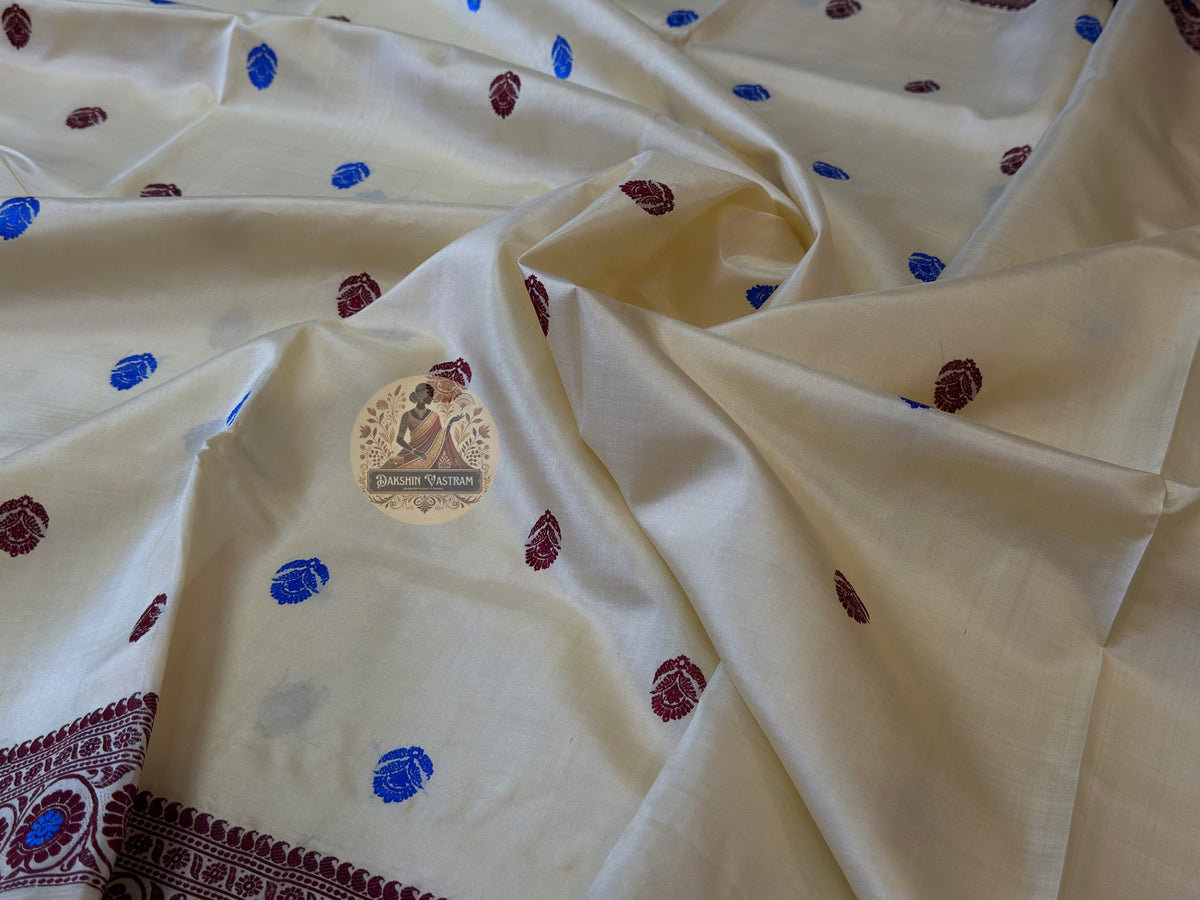 Traditional handloom Baluchari saree in cinnamon brown with hand-woven narrative motifs and gold contrast pallu