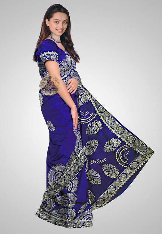 Indian Handloom Saree – Pure silk side angle with artisan detailing