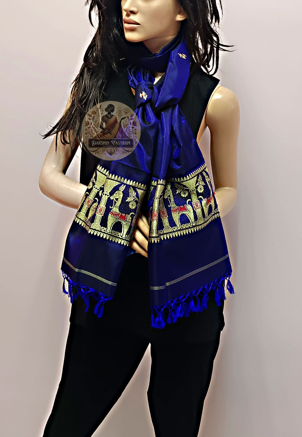 Explore Indian Silk Stole – Profile view showing flow and sheen