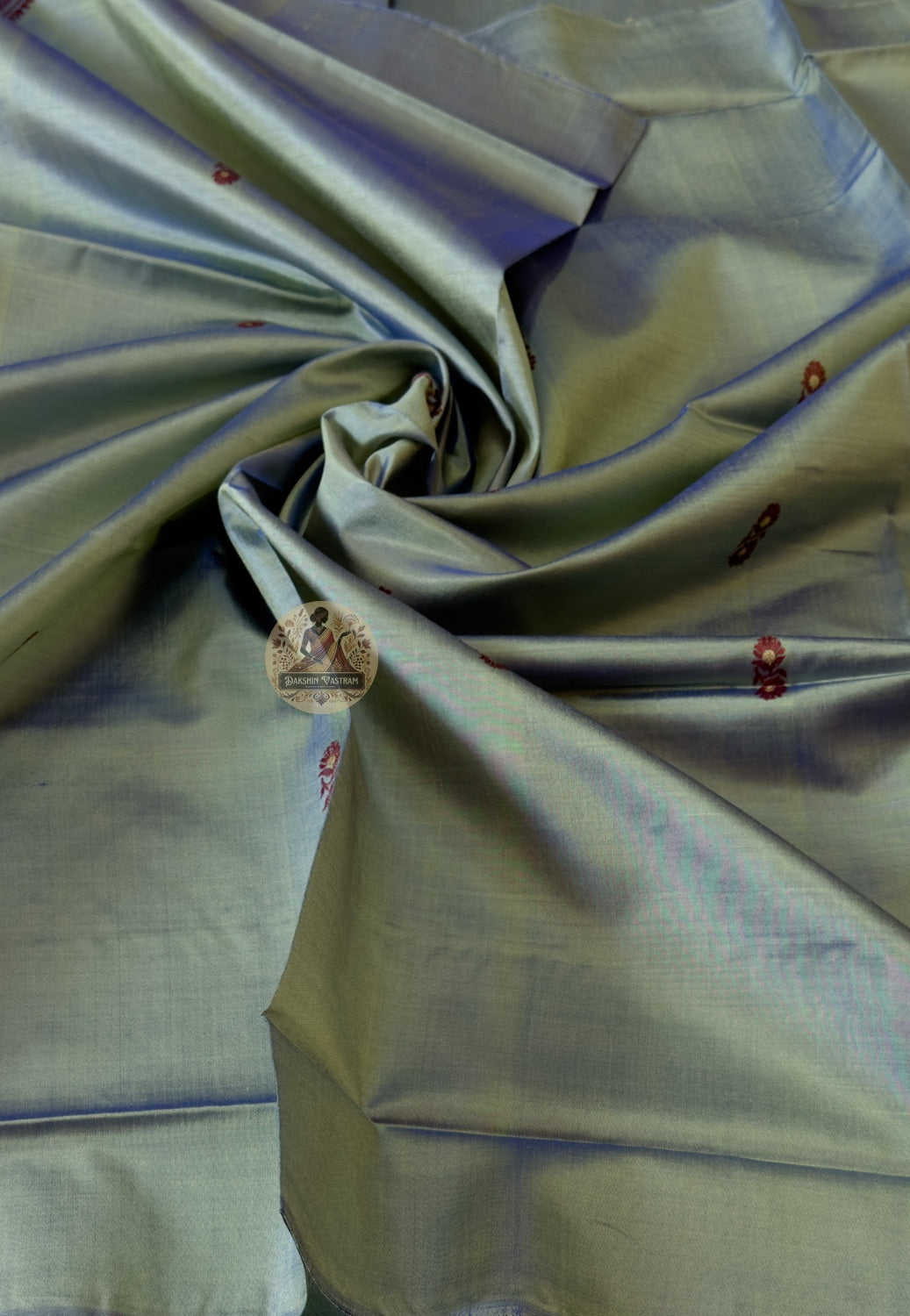 Traditional Bishnupur Baluchari silk fabric in Pesta Green with Resham woven motifs – festive ethnic kurti material for Eid Navratri weddings