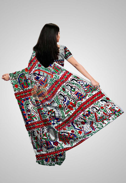 Discover Indian Tussar Sarees – Rear angle highlighting pallu design
