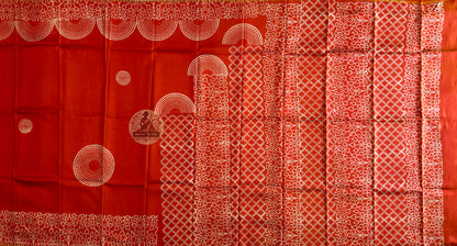Buy Authentic Bishnupuri Silk Saree online – Pallu design with block print