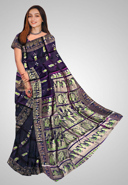 Handloom Swarnachari silk saree with intricate motifs and craftsmanship