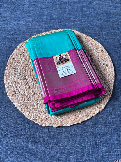 Semi Kanjeevaram silk saree in full drape – authentic handloom Indian saree at best value, UK delivery