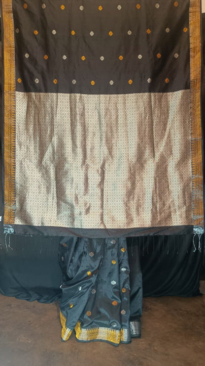 Shop Traditional Silk Saree – View of saree with matching blouse