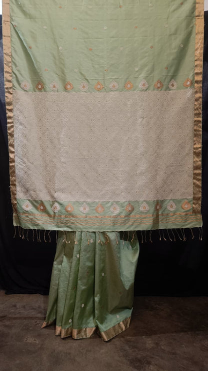 Shop Traditional Silk Saree – View of saree with matching blouse