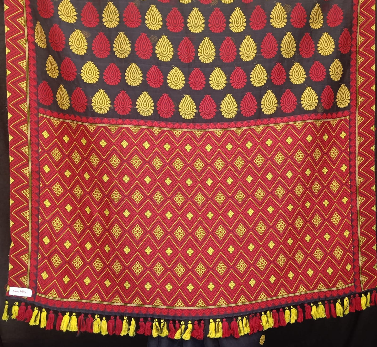 Buy Raw Assam Silk Saree – Rear angle with elegant drape