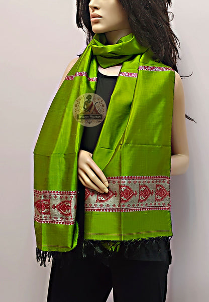 Explore Handloom Pure Silk Stole – Rear look highlighting texture
