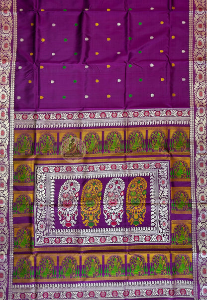 Matching blouse piece of masterpiece Bishnupur Baluchari Silk Saree in finest pure silk with highly detailed handwoven Baluchari border motifs, included with the saree