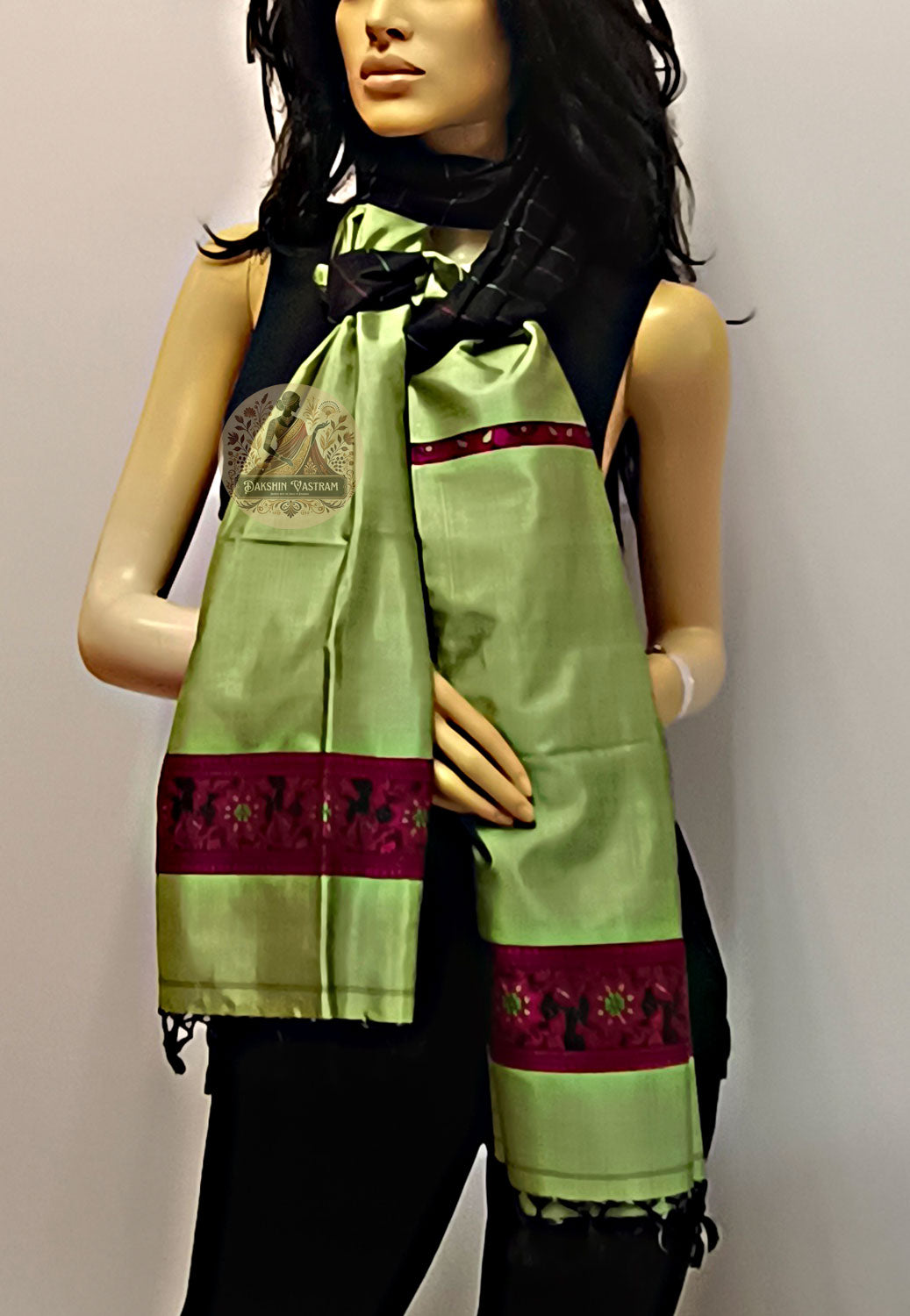 Discover Handloom Silk Stoles – Draped stole side profile