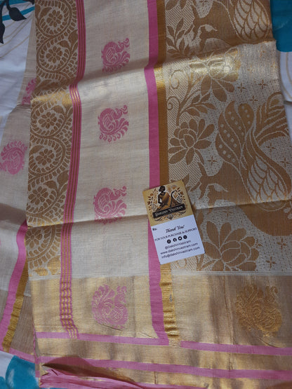 Kasavu Saree | Crafted with organic cotton, the Kasavu Saree is a stunning and eco-friendly choice