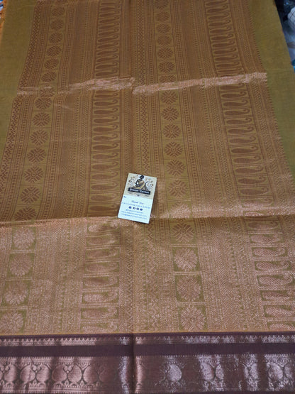 Blouse piece of Handloom Copper Zari featuring detailed traditional patterns and refined design