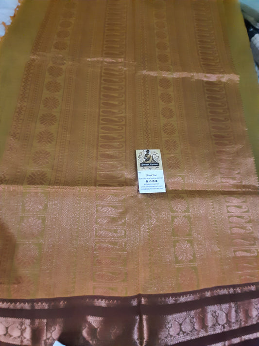 Side view of Handloom Copper Zari fabric showcasing eco-friendly craftsmanship and texture