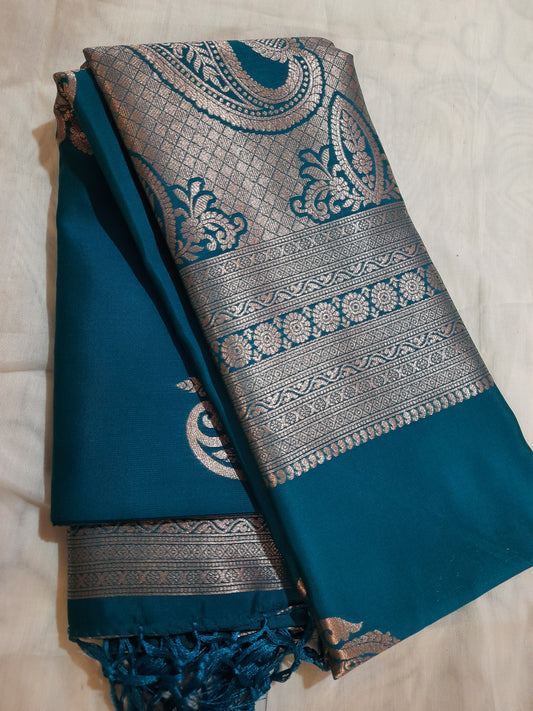 Side view of Semi Silk Saree highlighting elegant draping and sustainable fabric