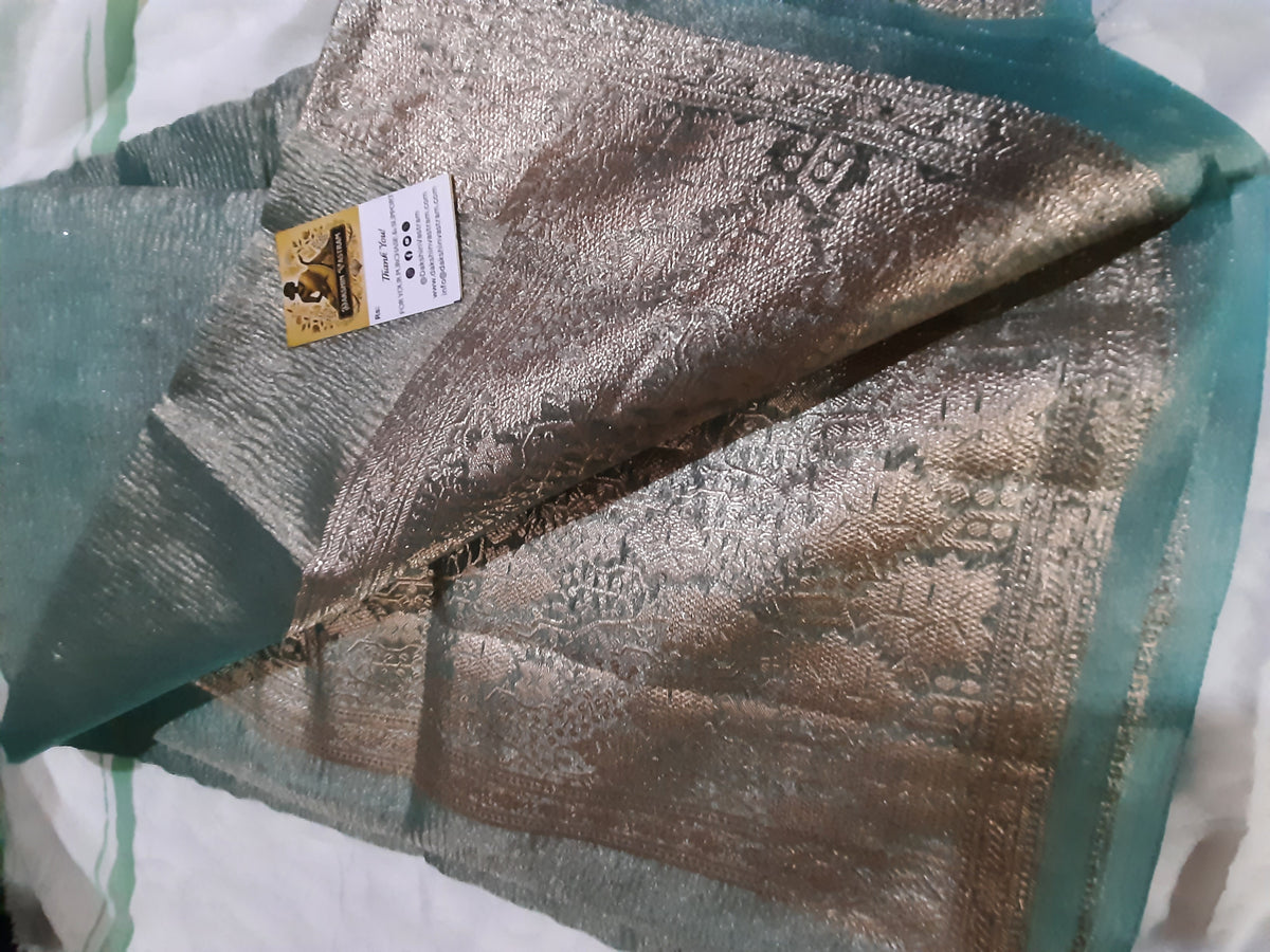 Rear view of Tissue Banarasi Saree with eco-friendly fabric and refined craftsmanship