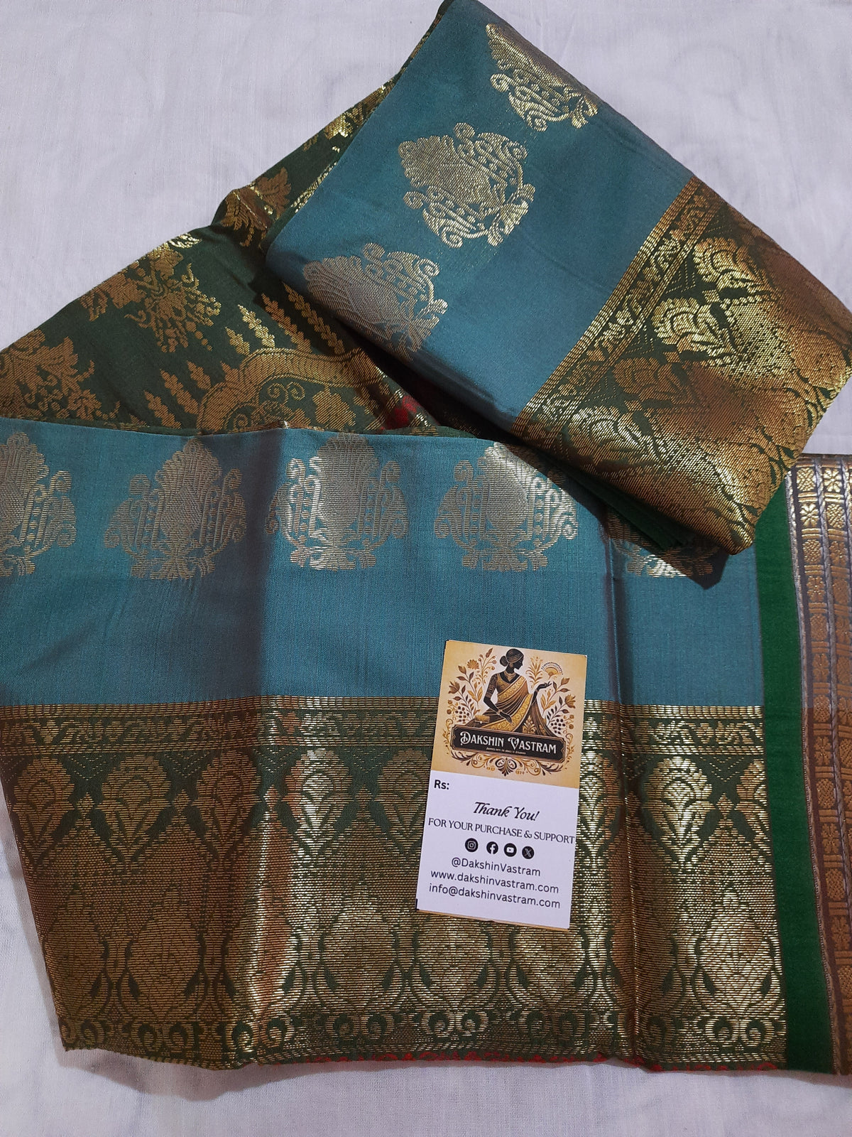 Rear view of Semi Silk Saree with smooth, breathable fabric