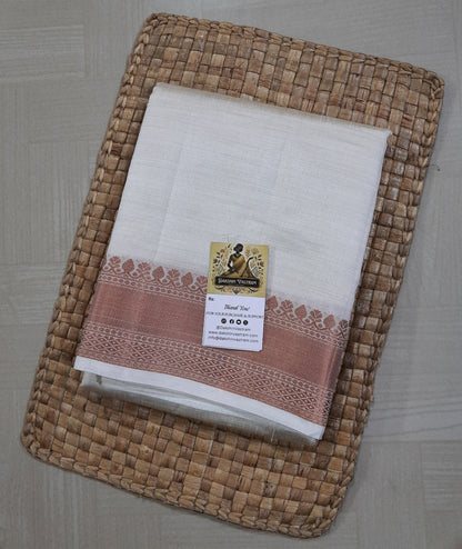 Front side view of Organic Tussar Saree with natural fabric and beautiful print