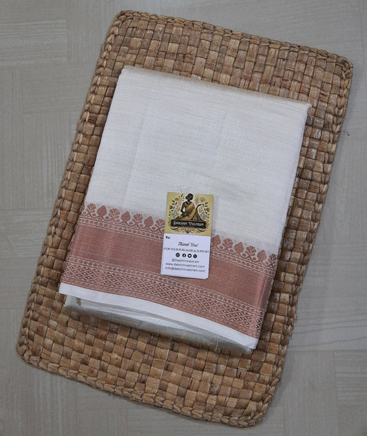 Front side view of Organic Tussar Saree with natural fabric and beautiful print