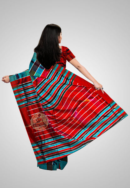 Shop Pure Silk Handloom 4D Saree – Rear image highlighting detailed pallu design
