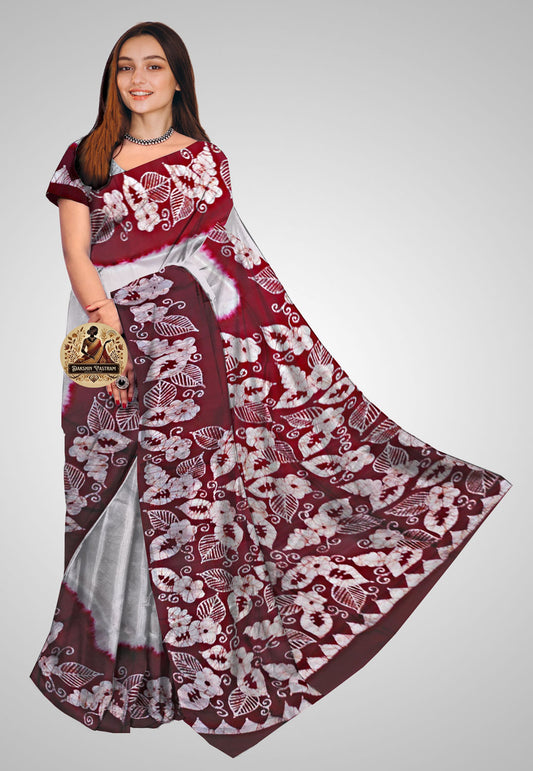 Buy Authentic Pure Silk Saree – Full front view in traditional setting