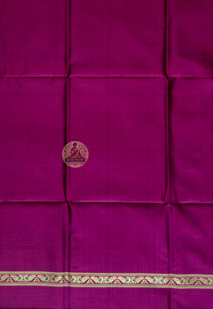 Premium Indian handloom silk kurti fabric in magenta — Baluchari weave, ships to UK, USA and EU — Dakshin Vastram