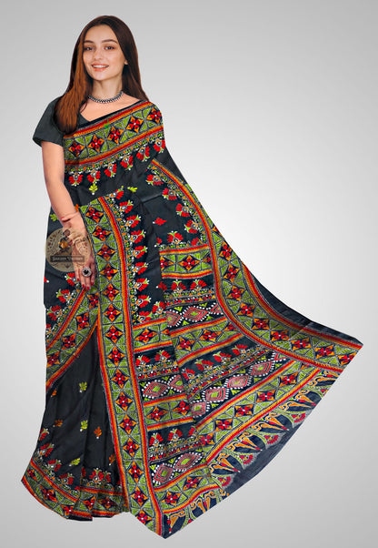 Handcrafted Pure Silk Saree – Traditional full-length front view