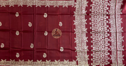 Bishnupur Silk Block Print Saree – Handcrafted Art in Every Fold