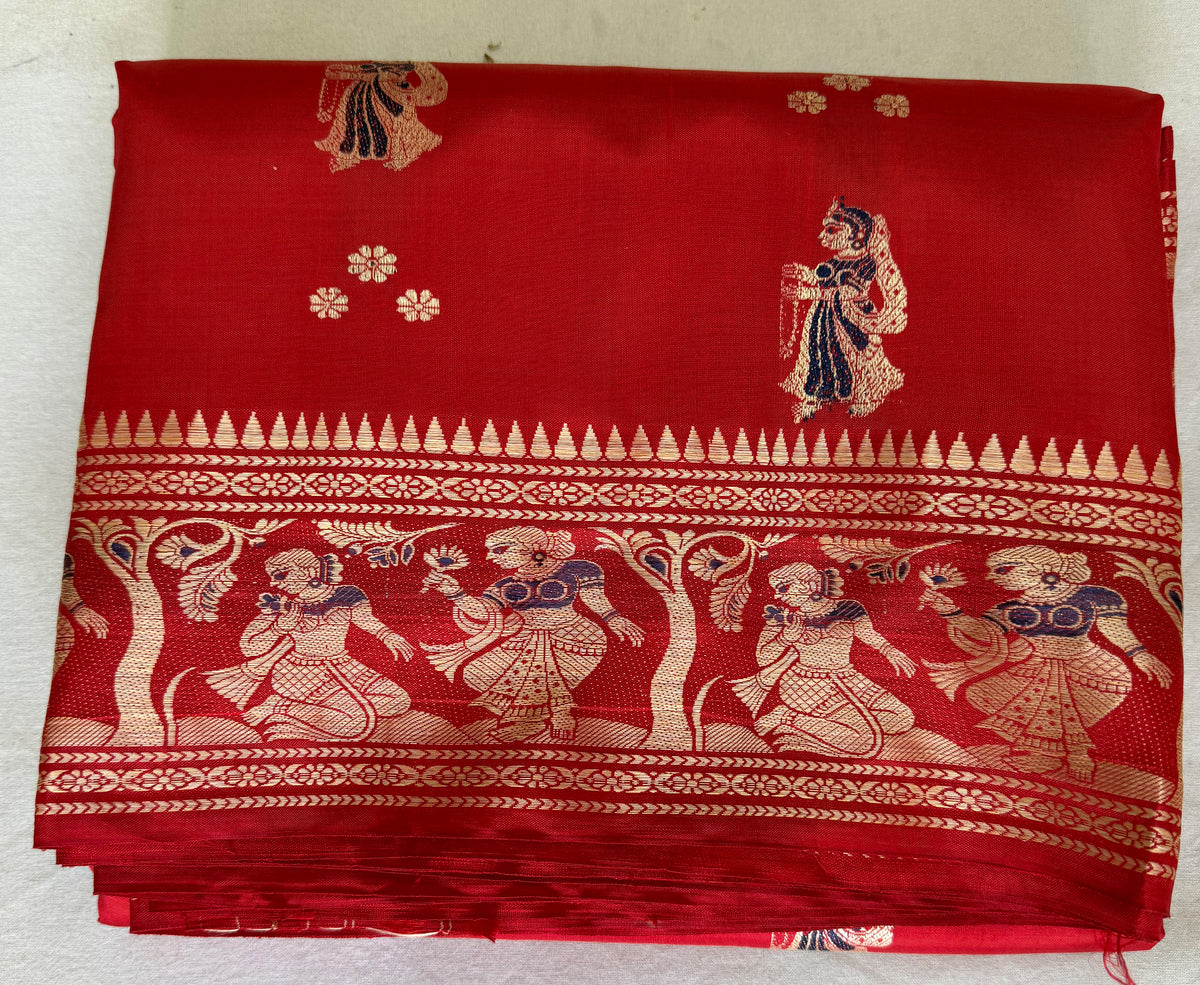 Buy Baluchari Saree online – Front view of mythological silk drape