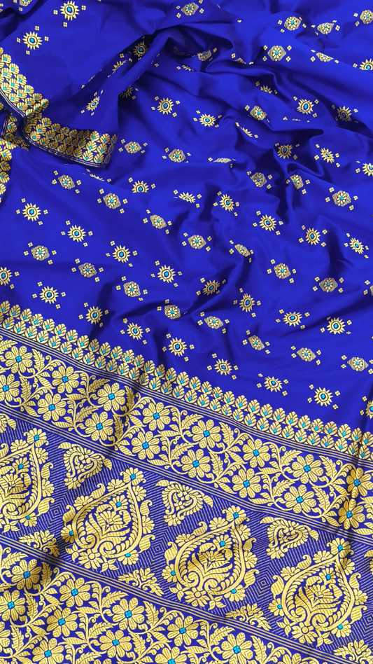 Shop Assam silk saree online – side angle showing smooth silk flow